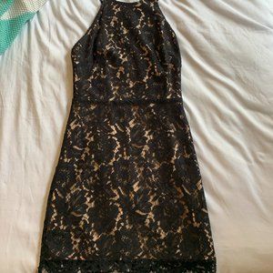 Lace overlay mini dress